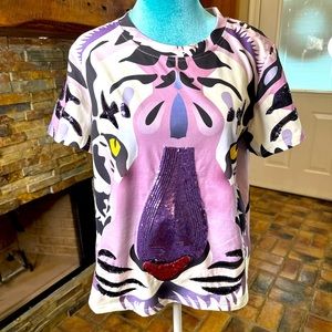 SPARKLE City size Large sequin Tiger T-shirt. Never worn no tags
